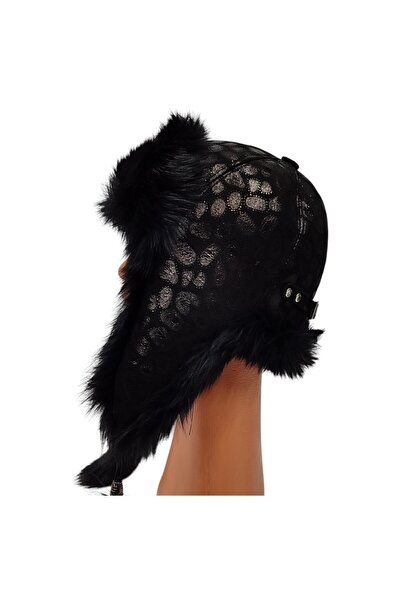 Zemheriden قبعة أوشانكا فاخرة من الجلد الطبيعي والفرو