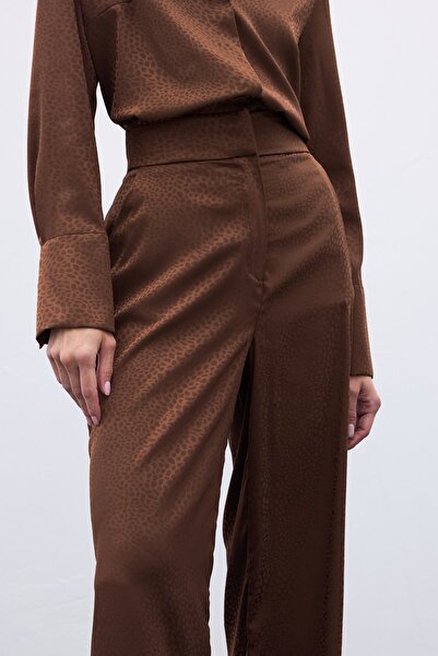 Sateen Παντελόνι ζακάρ - Καφέ