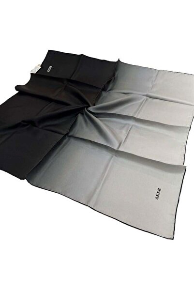 Aker İpek Eşarp - 7656713-911 Siyah Gri Twill - Degrade