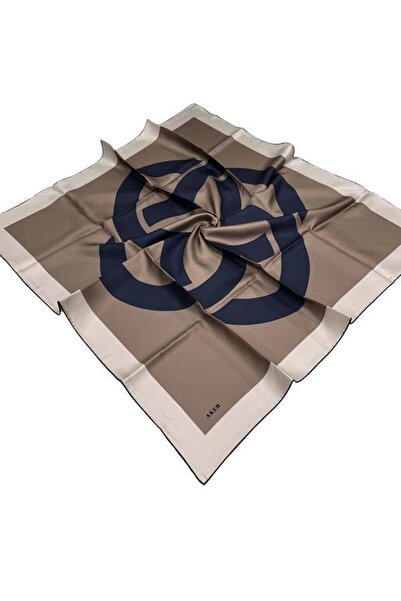 Aker وشاح حريري من نسيج التويل باللون الأزرق الداكن 8800713 -921