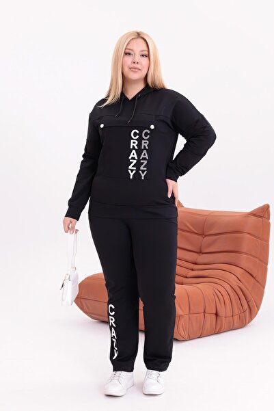 Siyezen Plus Size Cotton Suit with Ornamental Pocket Detail