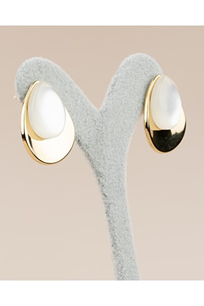 Portakal Esintisi Serinea White Opal Stone Teardrop Steel Earrings