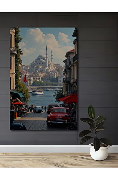 Teona Ahşap İstanbul Boğazı Manzaralı Eski İstanbul Sokakları Sulu Boya Görün...