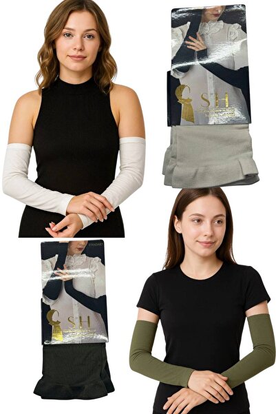 ALDAYER 2 Pairs of Arm Sleeves Aimed at Sandy Stretch Fabric Combed Cotton Embroider