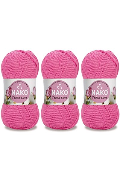 NAKO Cotton Lüks El Örgü İpliği 100 Gr 3 ADET Renk No:97550 ŞEKER PEMBE