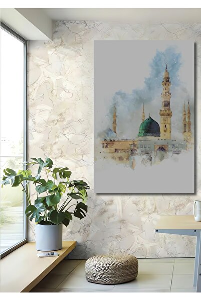 Teona Ahşap Medine Peygamber Efendimiz Camii Sulu Boya Görünümlü Ahşap Dekora...