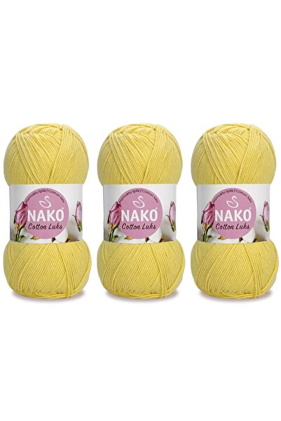 NAKO Cotton Lüks El Örgü İpliği 100 Gr 3 ADET Renk No:97554 AÇIK SARI
