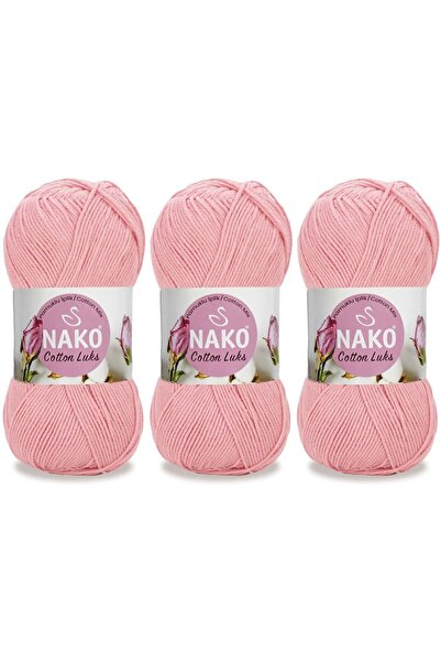 NAKO Cotton Lüks El Örgü İpliği 100 Gr 3 ADET Renk No:97548 AÇIK PEMBE