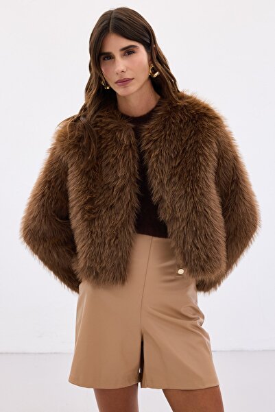 Sateen Collarless Fur - Brown