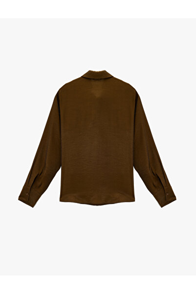 Koton Long Sleeve Buttoned Viscose Satin Look Shirt