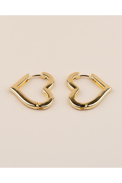 Portakal Esintisi Lovelle Heart Hoop Steel Earrings