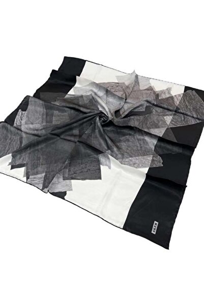 Aker Black Gray Silk Scarf - 8923701 -311 Sura