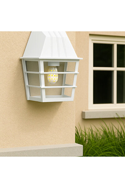 HAMER Outdoor wall lamp, white, transparent glass
