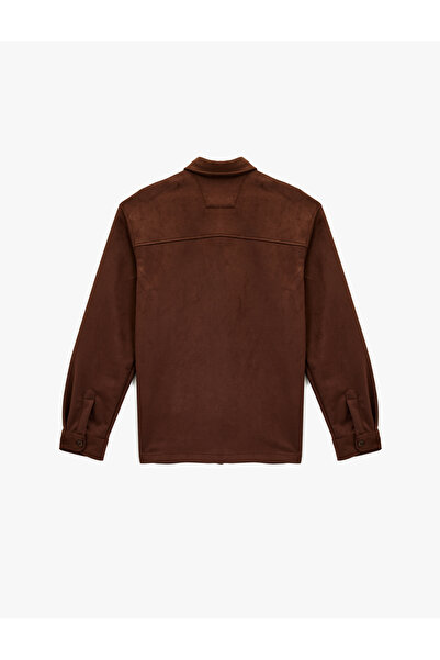 Koton Πουκάμισο με κλασικό γιακά από ψεύτικο σουέτ με μακρυμάνικο κορδόνι και λεπτομέρεια τσέπης