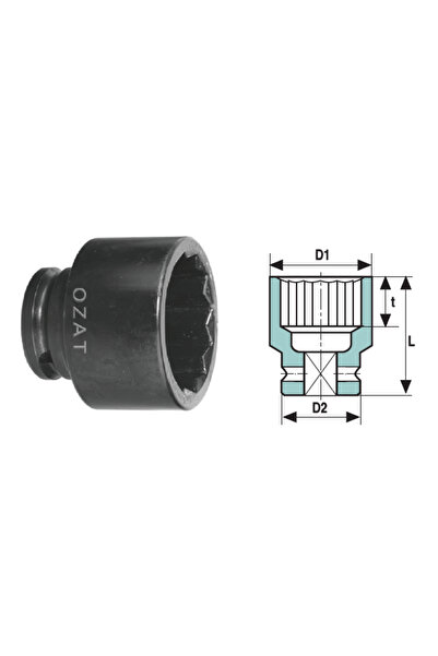 Özat Cap cheie tubulara de impact 3/4'' 12 laturi, scurt 18