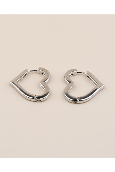 Portakal Esintisi Lovelle Heart Hoop Steel Earrings