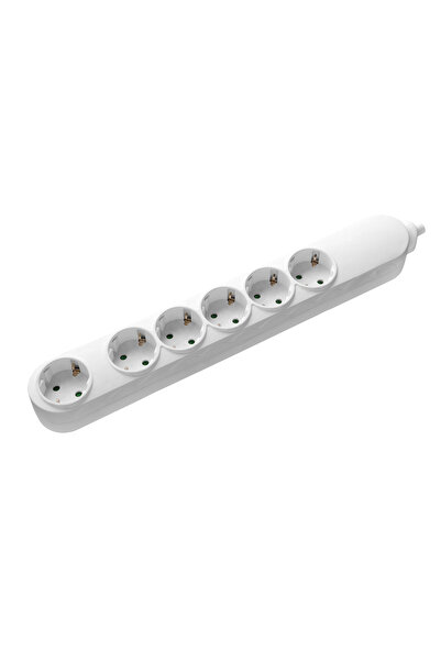 Samus Power Extension Cord - 7m, 6 Outlets, 3680W, Schuko, White