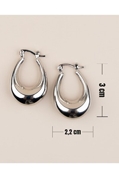 Portakal Esintisi Orvessa Oval Hoop Steel Earrings