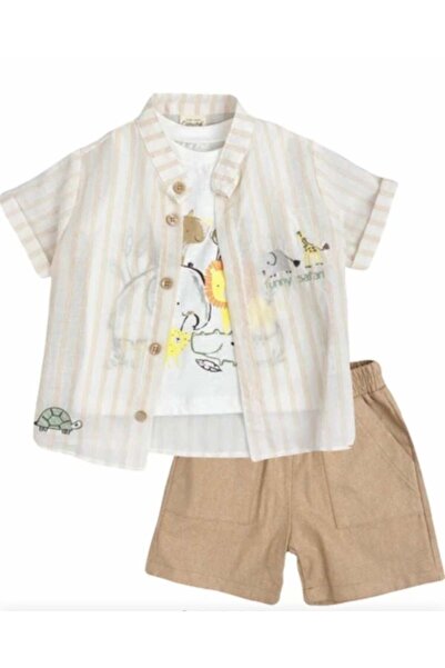 Cumino 100% Cotton Shirt and 3-Piece Shorts Set