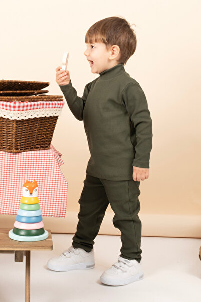 Vauva Girl Boy Baby Kids Double Suit High Neck Ribbed Suit