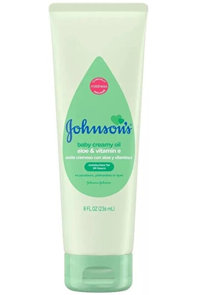 Johnson's Baby Creamy Body Oil with Aloe & Vitamin E for Delicate Skin, Hypoallergenic - 8 fl oz
