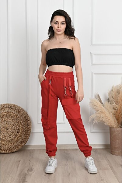 Welike Women's Whoopy red sports pants