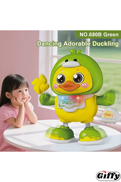 giffy Oyuncak Sesli Işıklı Müzikli Hareketli Dans Eden Sevimli Dansçı Ördek Robot (PİL HEDİYELİ)