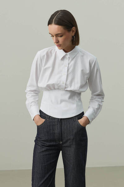 Fahhar Corset Shirt Ecru