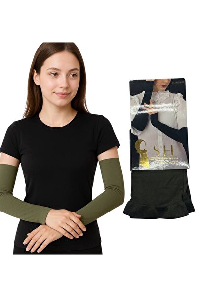 ALDAYER 3 Pairs of Arm Sleeves Aimed at Sandy Stretch Fabric Combed Cotton Embroider