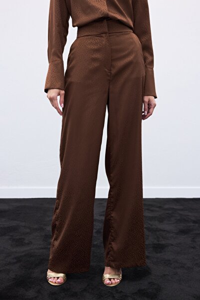 Sateen Παντελόνι ζακάρ - Καφέ