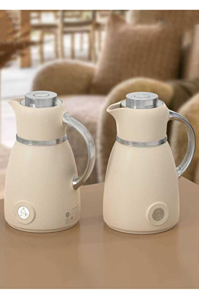 LALOZA Lalooza 2-piece thermos set for tea and coffee, 1 liter + 1 liter, with a silver frame