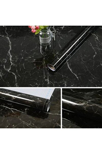 OEM Самозалепващо фолио, имитиращо мрамор, за кухня, баня, 60 x 200 см, черно...