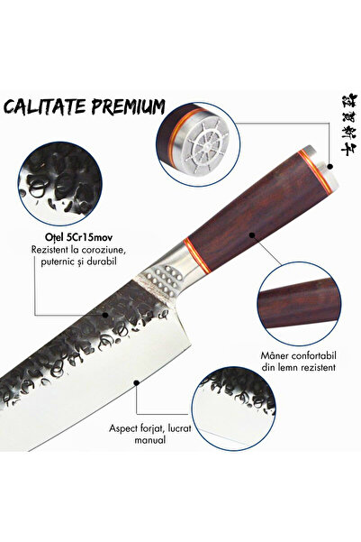 narvara Chef's Knife - High Carbon, Hand-Hardened, Non-stick, Easy Clean, Anti-slip Handle, Japanese Style