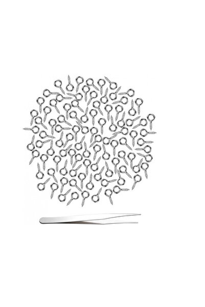 Cinmok Set 101 piese, penseta si 100 de suruburi cu ochi Cinmok, 4 x 8 mm, me...