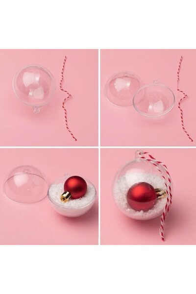 OEM Globuri transparente pentru brad de Crăciun, 10 cm și 12 cm, set de 2 cu ...