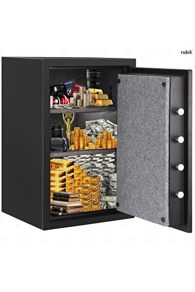 RUBIK Fireproof Safe Box with Digital Keypad and Key Lock RBFP66 (66x43x35 cm) - Black