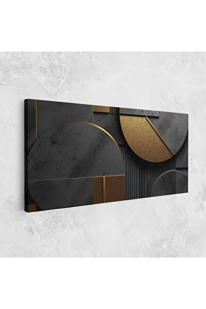 Arthub Canvas Painting, Bedroom And Living Room, Abstract, Gold With Grey Circle