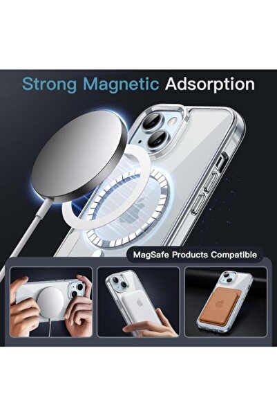 GREEN-Y Magnetic case for iPhone 15 - Anti-scratch protective cover with MagSafe wireless charging support - Clear