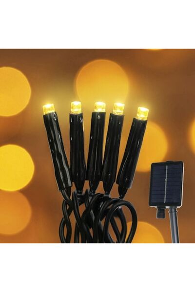 OEM Șir de lumini solare cu 200 de becuri LED, 9 programe, 9,95 m - Alb cald