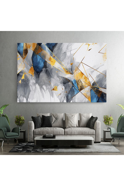 Arthub Canvas Painting, Bedroom And Living Room, Abstract, Abstract Gold Blue Pattern