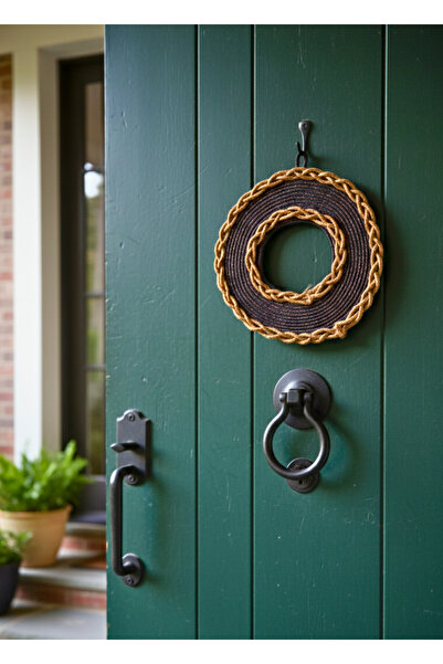 HomeTurko Χειροποίητο στεφάνι πόρτας από γιούτα Διακόσμηση τοίχου Μποέμικο ρουστίκ στυλ Στολίδι πόρτας Φυσικό υλικό 45 εκ.