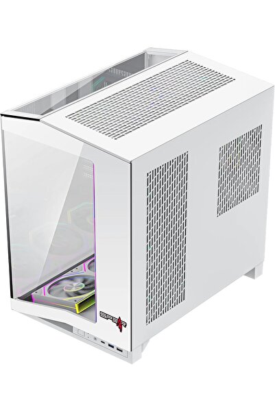 SPEARPC Titanic Plus E-ATX Gaming Case (White) - 7 ARGB Fans, Tempered Glass, Dual 360mm Radiator Support