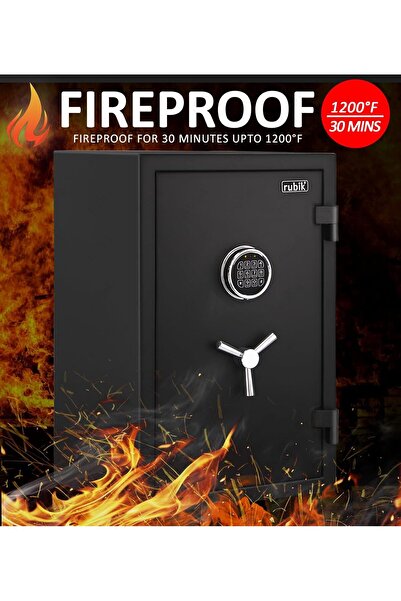RUBIK Fireproof Safe Box with Digital Keypad and Key Lock RBFP66 (66x43x35 cm) - Black