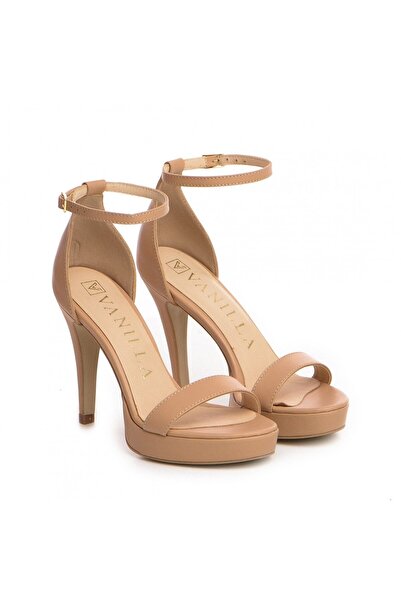 Vanilla Days Sandale Vienna din piele bej cu toc subțire și jos