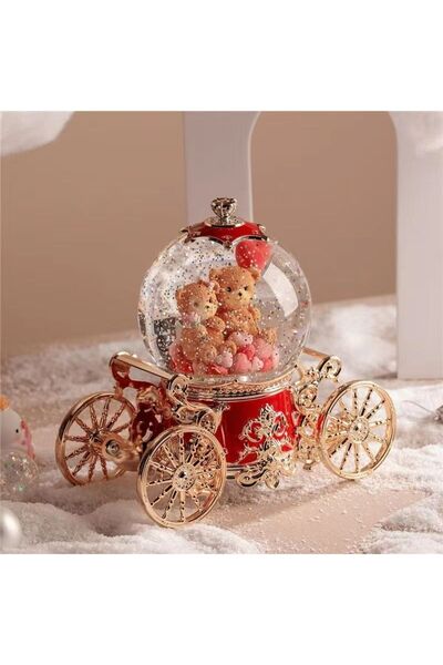 happystoretr Noel kar rüya çift taşıma kristal top müzik kutusu ayıcıklı şık ...