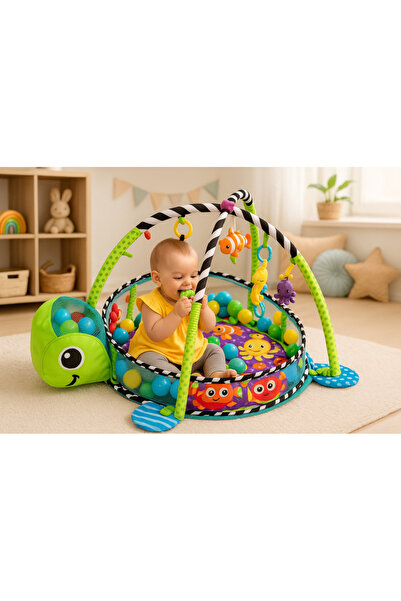 Bebelul Salteluta interactiva 3in1 Testoasa cu arcade si bile colorate bebe 0+