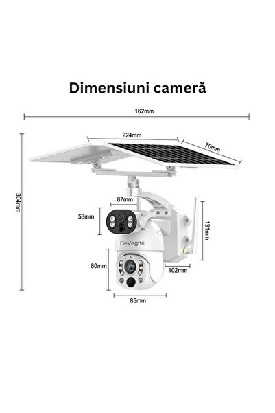 DeVeghe DS30 Dual 4G Surveillance Camera 8MP 4K Solar 12W 9600mAh 50x Zoom +64GB