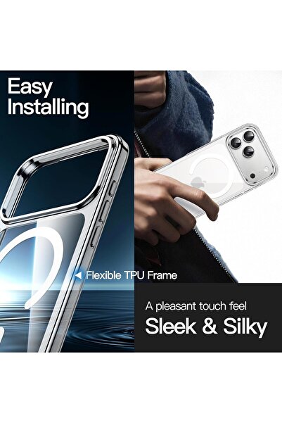 GREEN-Y Magnetic case for iPhone 17 Pro Max - Anti-scratch protective cover with MagSafe wireless charging support - Clear