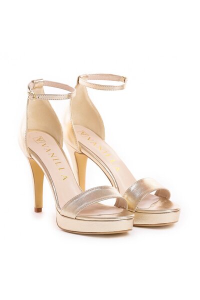 Vanilla Days Γόβες Vienna Gold από γνήσιο δέρμα - Λεπτές 10εκ. Στιλέτο