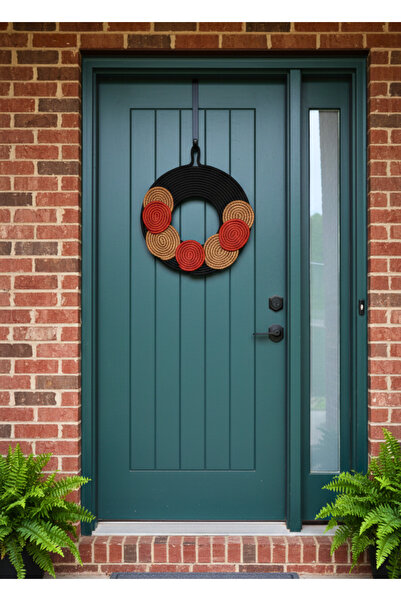 HomeTurko Handmade Jute Door Ornament Wall Decor Bohemian Rustic Style Door Wreath Natural Material 45 cm